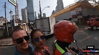 Amateur Asian European couple fucking after sightseeing